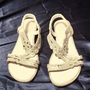 Silver bejeweled sandals size 8